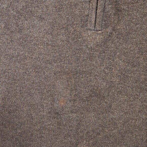 J. Hilburn Brown Cotton Silk Cashmere Half Zip Knit Sweater sz LT Flawed - Picture 8 of 9